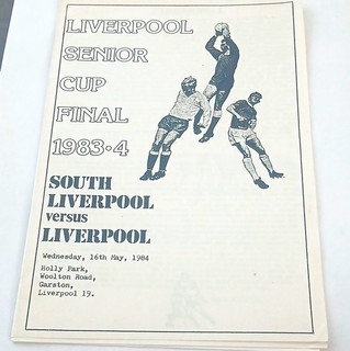 LIVERPOOL v SOUTH LIVERPOOL Liverpool Senior Cup Final Programme 1983 84