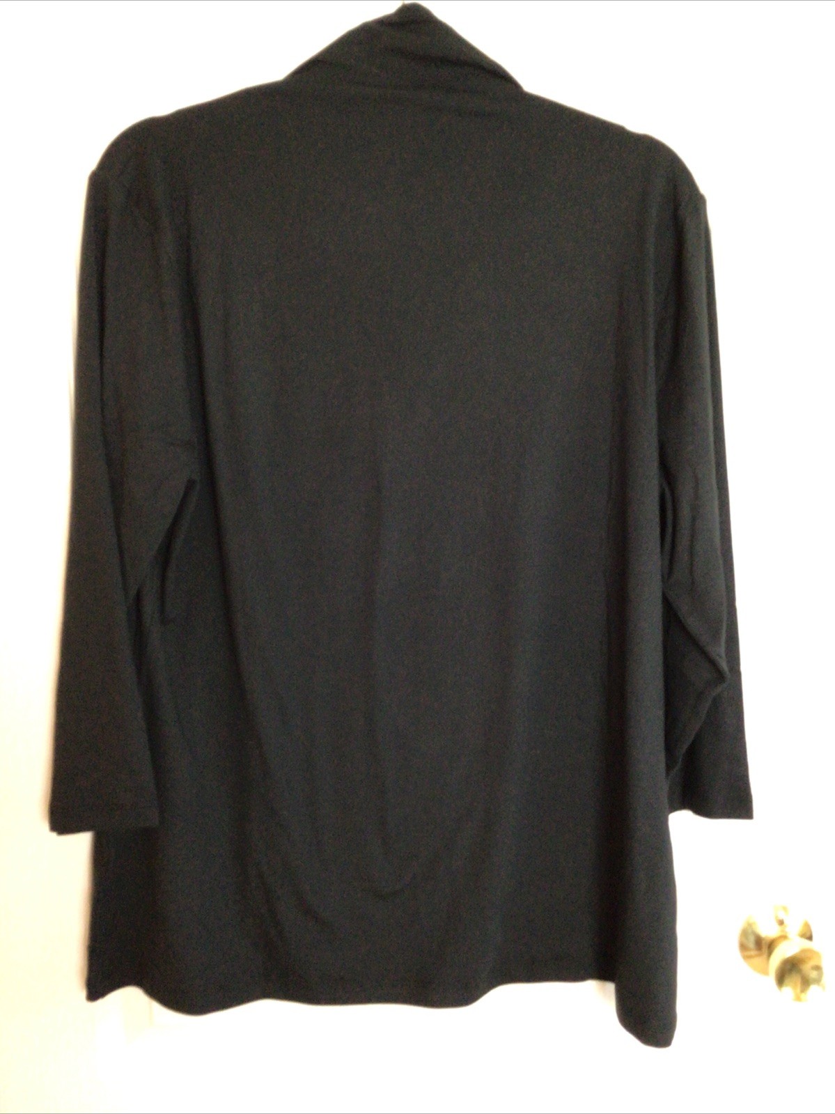 Attitudes By Renee Black Slinky 3/4 Sleeve Mock Neck Tunic Stretch Top L