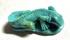 Cool Iguana Carving In Turquoise 131.5 Cts