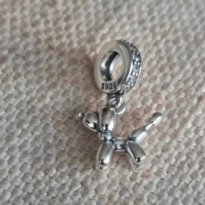 Sterling Silber kleiner Ballon Hund Charm oder Anhänger & kostenloses Armband. UK