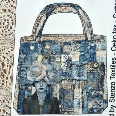   Canvas Panel ''Jeans'' Ladies Empire für eine Wendetasche  Spitze 125 x 150 cm  