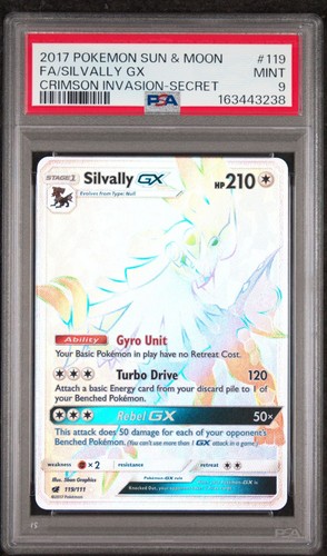 2017 Pokemon Sun & Moon SILVALLY GX #119 Crimson Invasion Secret  PSA 9 MINT