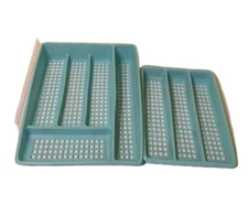 1950's Deka Torquiose 195 & 196 Silverware/Desk Organizer Trays (2} Used  F1