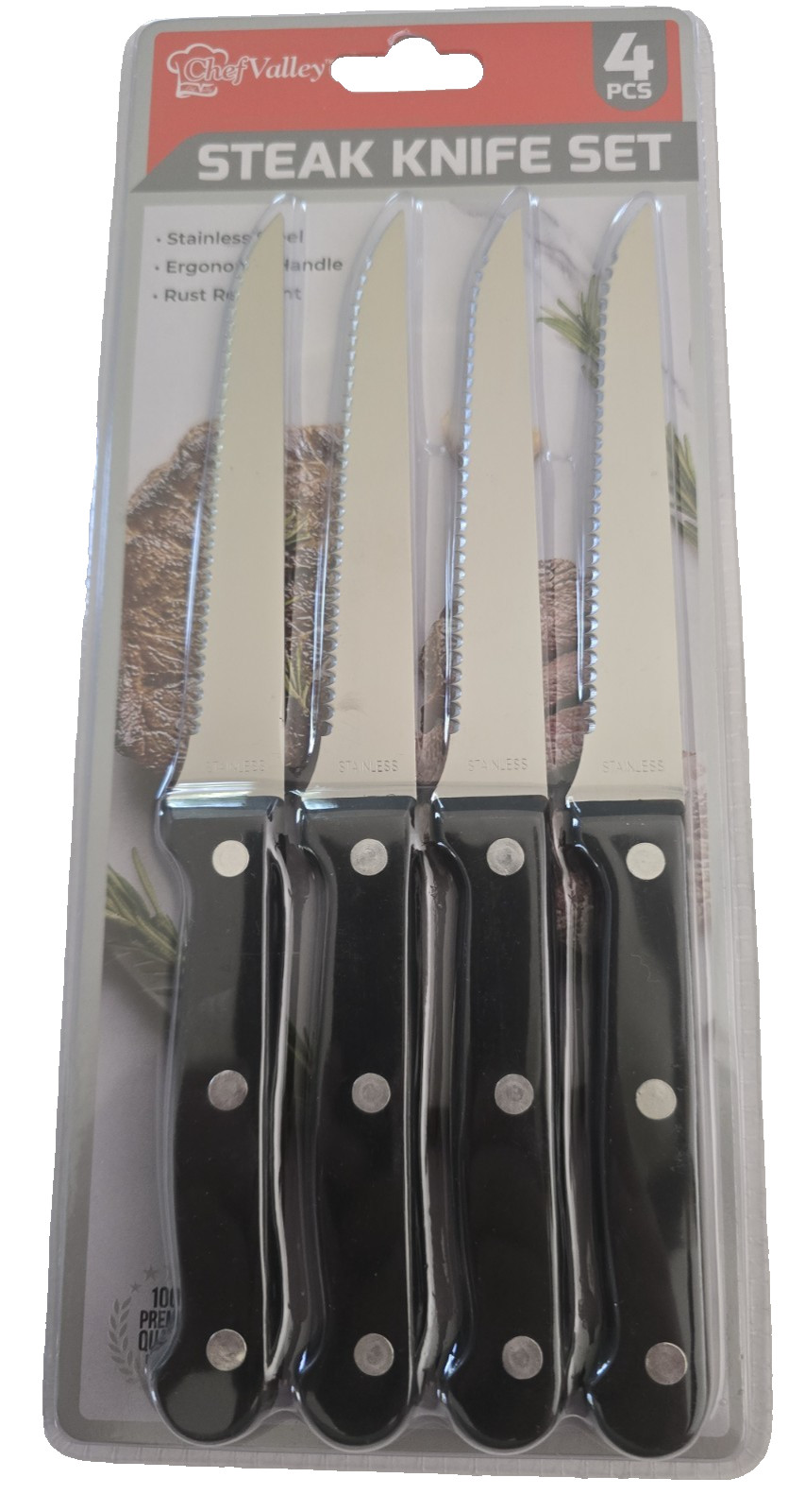 16 pc. Steak Stainless Knife Set - Serrated Steak Knifes