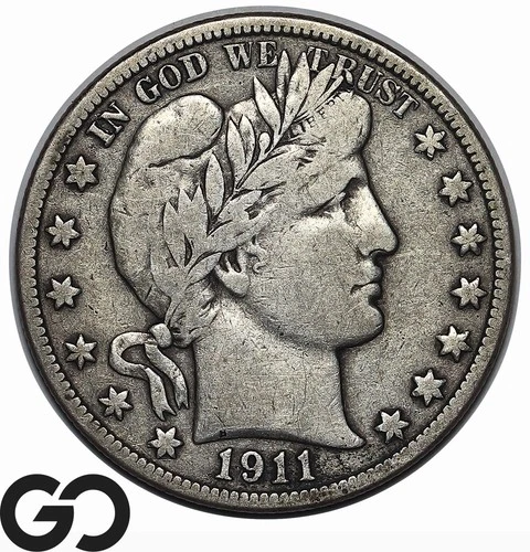 1911 Barber Half Dollar, Better Date San Francisco Issue