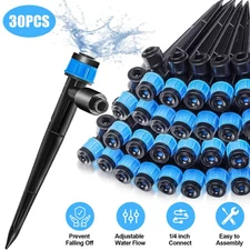 30Pcs Drip Irrigation Emitter 1/4" Garden Drip Watering System 360° Adjustable