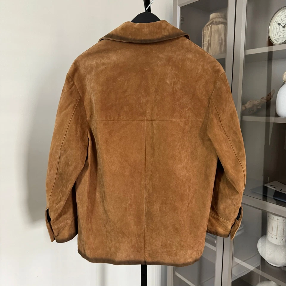 Zara Man 80's Archive Suede Shaded Brown Oversized Jacket S NEW Overcoat Leather - Image 4 of 4