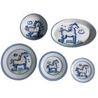 M. A. Hadley 5 Piece Blue Horse/Country Horse Plate Bowl And Serving Dish Set — photo 2