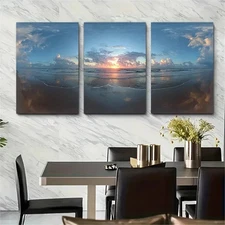 3pcs Multiple Cloud Reflections Nature Perfect Wall Art Canvas Framed 50x70cm