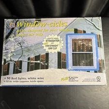 Indoor Window Electric Icicles Christmas lights 7 Boxes (50 light each) Red New