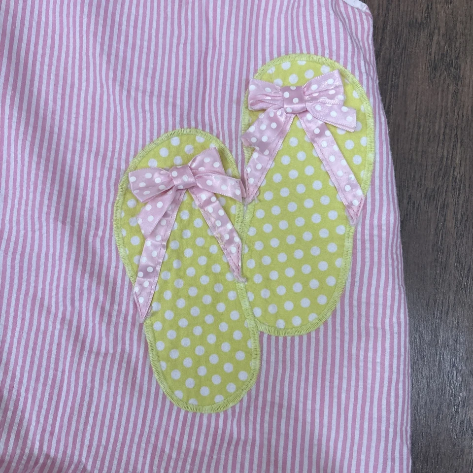 Vestido listrado rosa The Bailey masculino tamanho 5 com aplique de sandália vintage EUA - Imagem 2 de 4