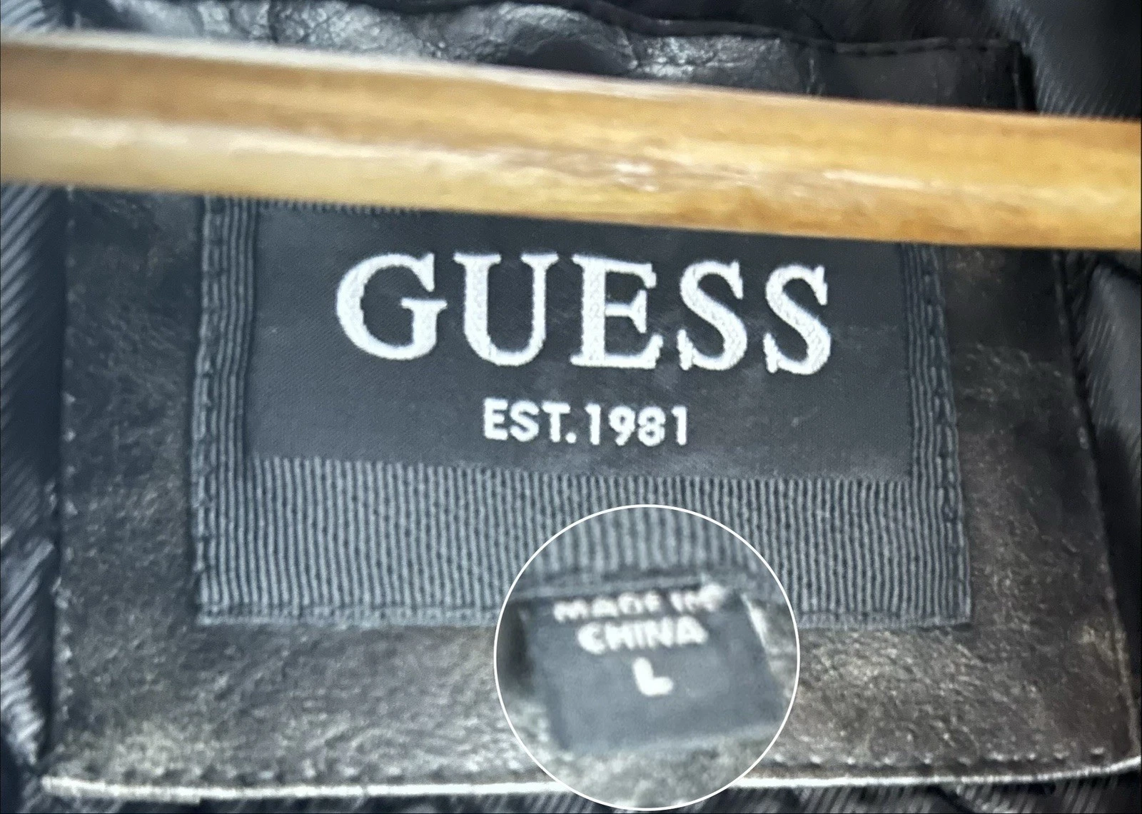 NWT GUESS Brown Bittersweet Cocoa Brad Biker Men’s Leather Zip-Up Jacket Size L - product detail image 7