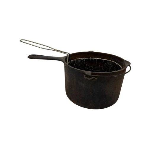 Griswold Cast Iron Deep Fat Fryer #1003 w/Strainer Basket