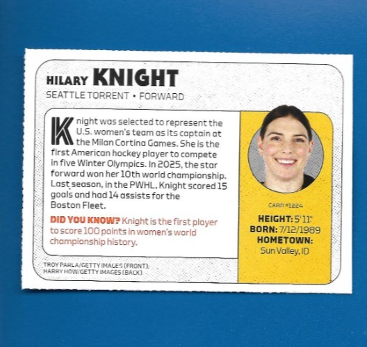 2026 Sports SI Kids Hilary Knight Card, Seattle Torrent Women