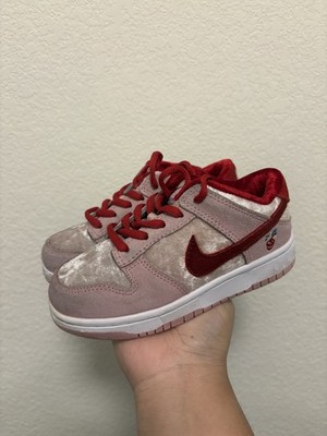 Nike StrangeLove SB Dunk Unisex Kids Pink Red Velvet Low Athletic Sneakers