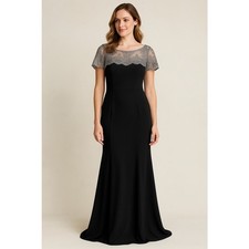 Elegant Black  Silver Lace Gown,Mother of the Bride  Full Formal Dress Size 14