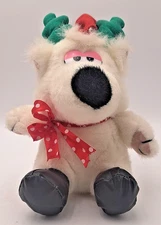 Ace White Reindeer 10" Plush Antlers Christmas Hat Ribbon Stuffed Animal RARE