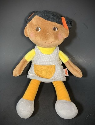 HABA Jada Brown Baby Doll Black Hair Soft Plush Dress Cloth Fabric Ragdoll