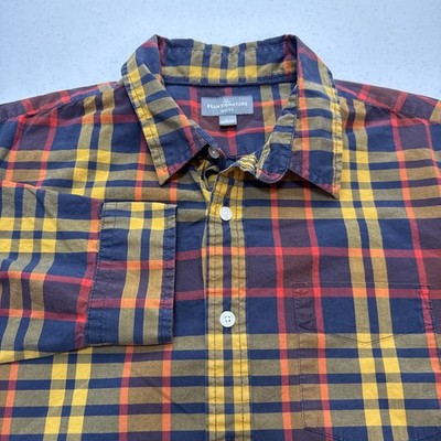 LL Bean Signature Slim Fit Mens Button Down Plaid Dress Shirt  Size Large