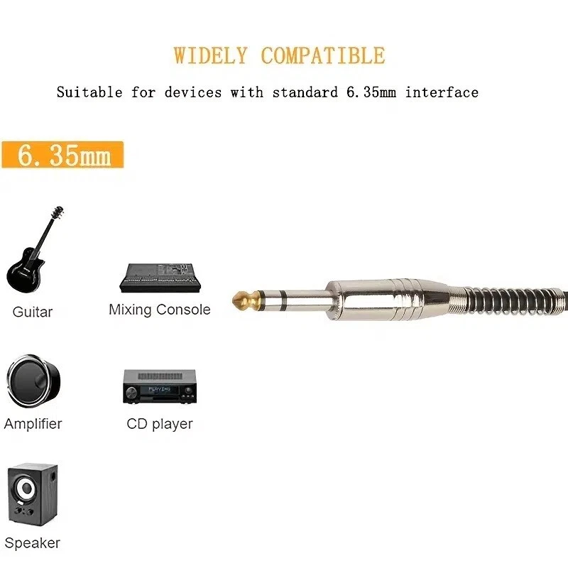 6ft NOISELESS Electric Guitar Bass Cable Pedal AMP Cord 1/4" USA KEYBOARD LOT - Image 4 of 4