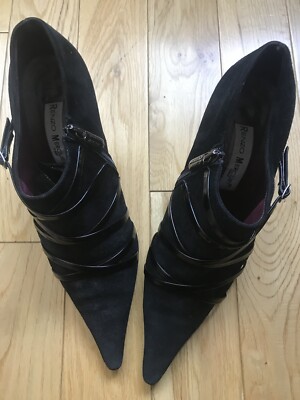 renzo mercury Suede Boots shoes, made in italy, black, size 39