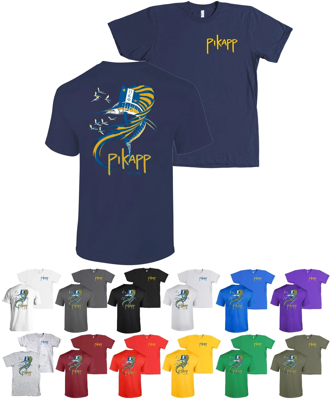 Pi Kappa Phi Fraternity Bella + Canvas Nautical Fish Shirt Pi Kapp - NEW