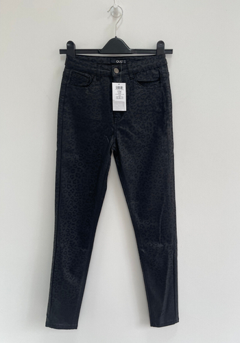 QUIZ Skinny Jeans Black Leopard Print Stretch UK 8 - BNWT