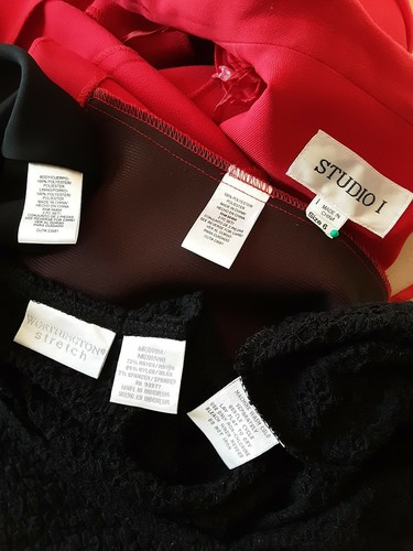 STUDIO I #258 Women's Three Pc Set Blazer Jacket Skirt Sz 6 Preowned Black/Red - Picture 6 of 12