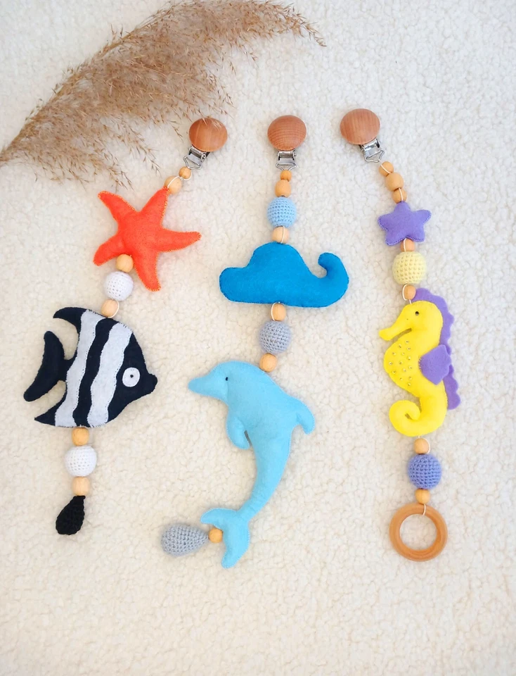 Cochecito Juguete Ocean Baby Móvil Crochet Cochecito Juguetes Hecho a Mano Baby Shower Regalo Foto 2 de 4