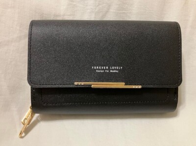 Forever Lovely Design For Madley Black Faux Leather Wallet Purse New Cross Body