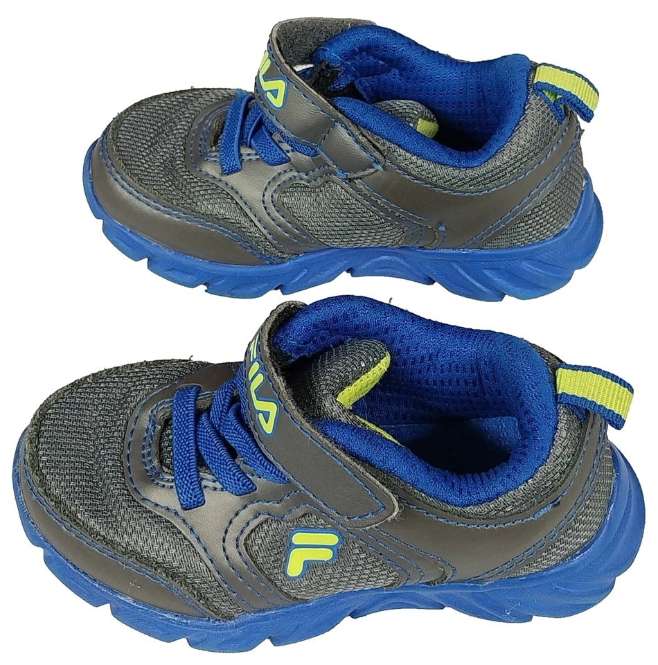 Fila Toddler Shoes Boys Size 7 Gray Blue Athletic Sneaker Adjustable Strap - Image 3 of 4
