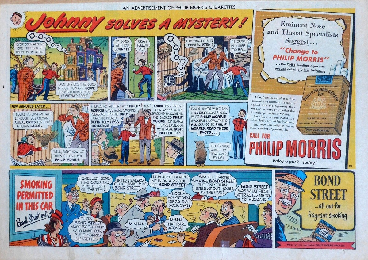 Philip Morris Cigarettes #10 - Lou Fine art - 1948 color Sunday comic ad  page