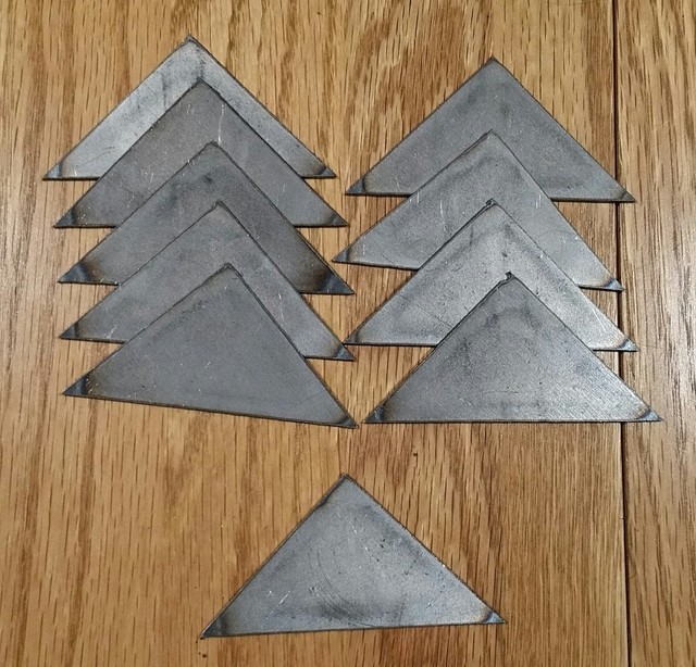 Lot of 10 Triangle Metal art pieces Steel Wall Decor project crafting