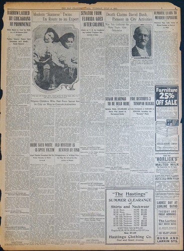 1912 San Francisco Newspaper Page - Modern Godrana Siamese Twins To See Expert - Picture 2 of 2