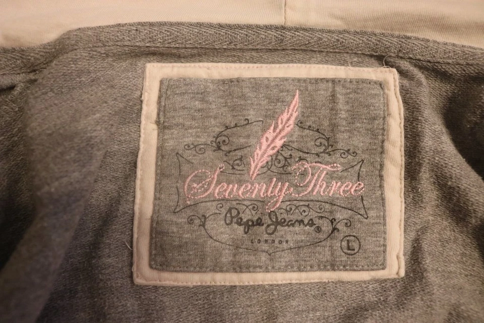 Pantalones de mezclilla para mujer Seventy Three Pepe gris cremallera completa sudadera con capucha 100 % algodón talla L Foto 3 de 4