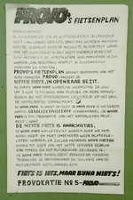 PROVO July 1965: White Bicycle Plan,  Provokatie 5;  vintage anarchist pamphlet