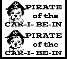 Pirate of The Car I Be in Pirate Puppy TWO Decals Vinyl Decals Car Truck Window