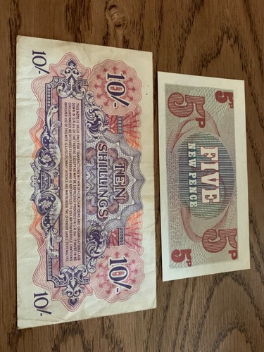1946 BRITISH ARMED FORCE 5p & 10 SHILLING SPECIAL VOUCHERS - Picture 2 of 2