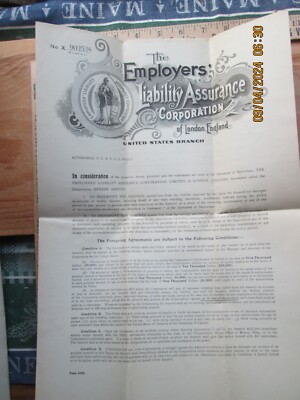 Automobile insurance policy employees liability ASSURANCE Cadillac touring 1918