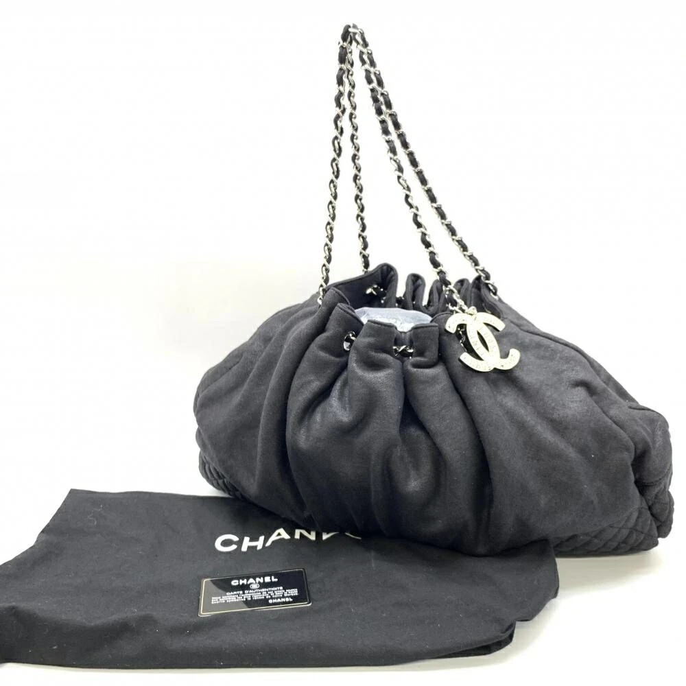 CHANEL Melrose Cabas Chain Shoulder Bag A37056 Black Quilted