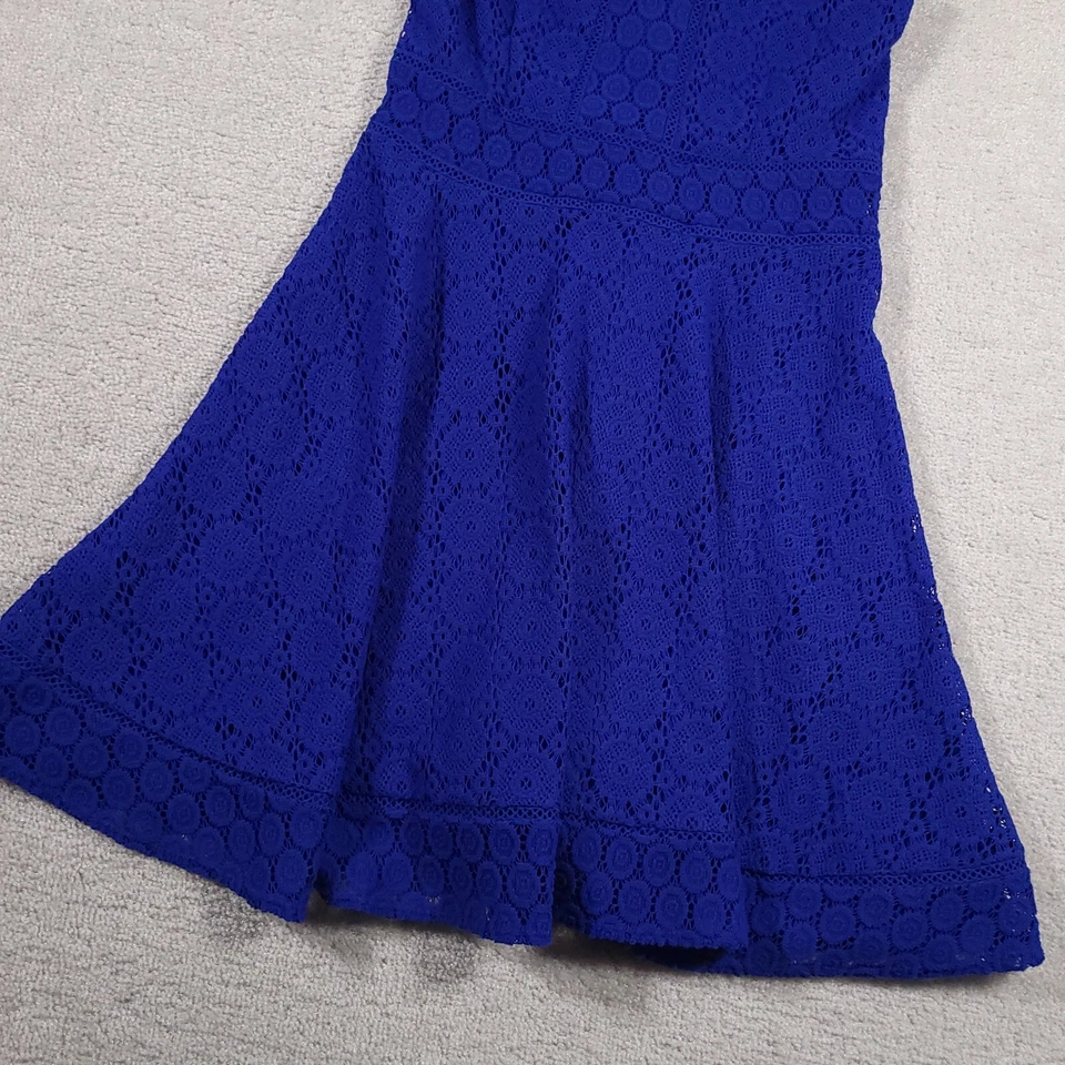 Charter Club Dress Women's PM Petite Blue Crochet Sleeveless V Neck Zip - Image 4 of 4