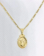 CADENA DE ORO LAMINADO Y MEDALLA DEL DIVINO NINO 16" PARA NIÑOS O MUJER, NUEVO
