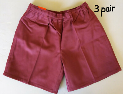 x School Uniform Shorts Pants Maroon Elastic Waist Ruggers