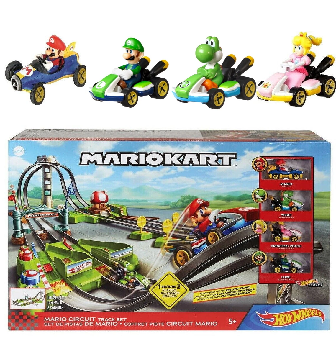 ✓✓Hot Wheels Mario Kart Circuit Track Set Yoshi Princess Peach Luigi  Diecast✓✓✓✓ 887961904475