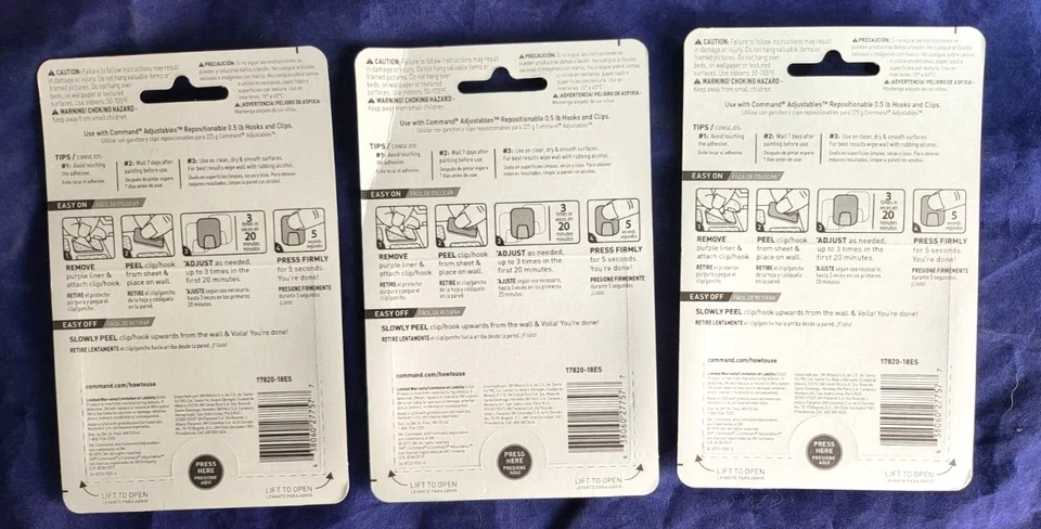 Command Adjustables Прозрачные полоски с крючком для смены клея (емкость 0,5 фунта) 3 шт. - Изображение 2 из 2