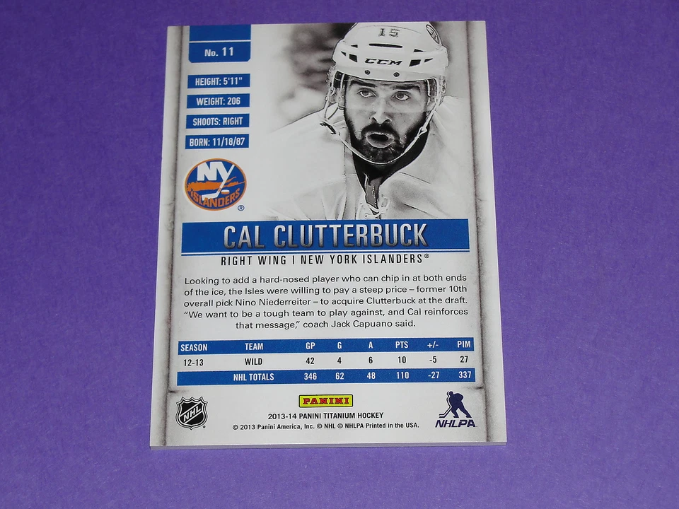 2013-14 Titanium CAL CLUTTERBUCK #11 Draft Position SP/72 New York ISLANDERS - Image 2 of 2