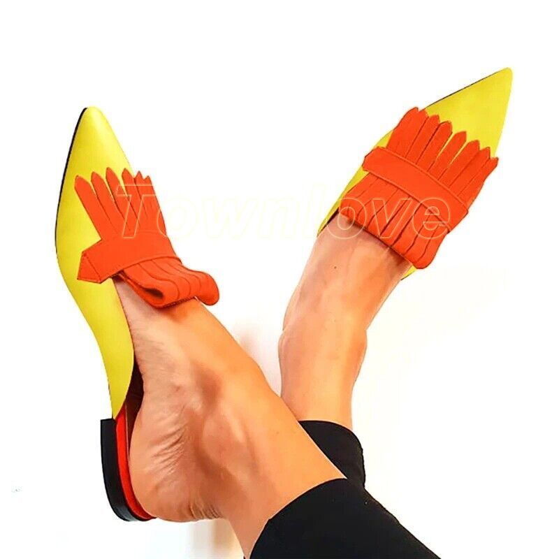 PANTOFOLA D’ORO Sandali donna tacco basso ciabatte a punta nappa flat mules scarpe ecopelle scamosciate