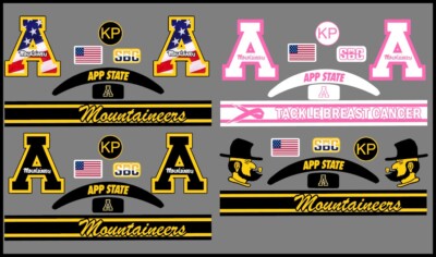 App State Mountaineers Mini Helmet Alternate Decals - 4 designs to choose from