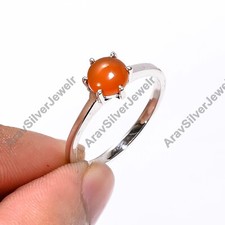 Orange Carnelian Ring 925 Sterling Silver Minimalist Rings Jewelry Gift for Her