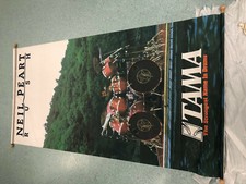 Neil Peart Tama RUSH Promotional Hanging Cloth Banner 1982 with dowels